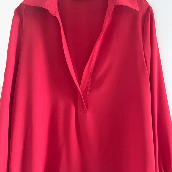 Zara Red Flowy Blouse Size Medium - Picture 7 of 10